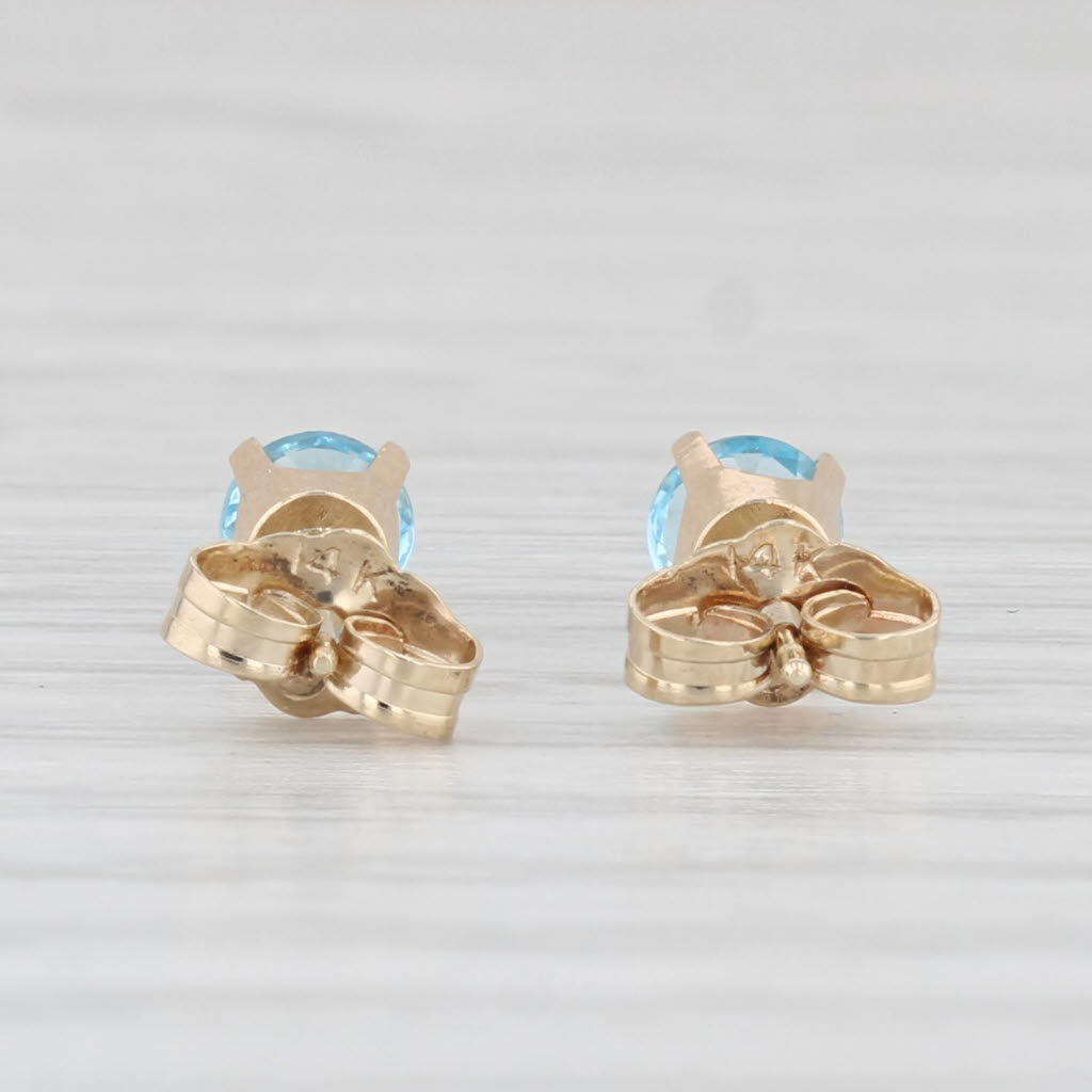 Light Gray 0.60ctw Blue Topaz Round Solitaire Stud Earrings 14k Yellow Gold