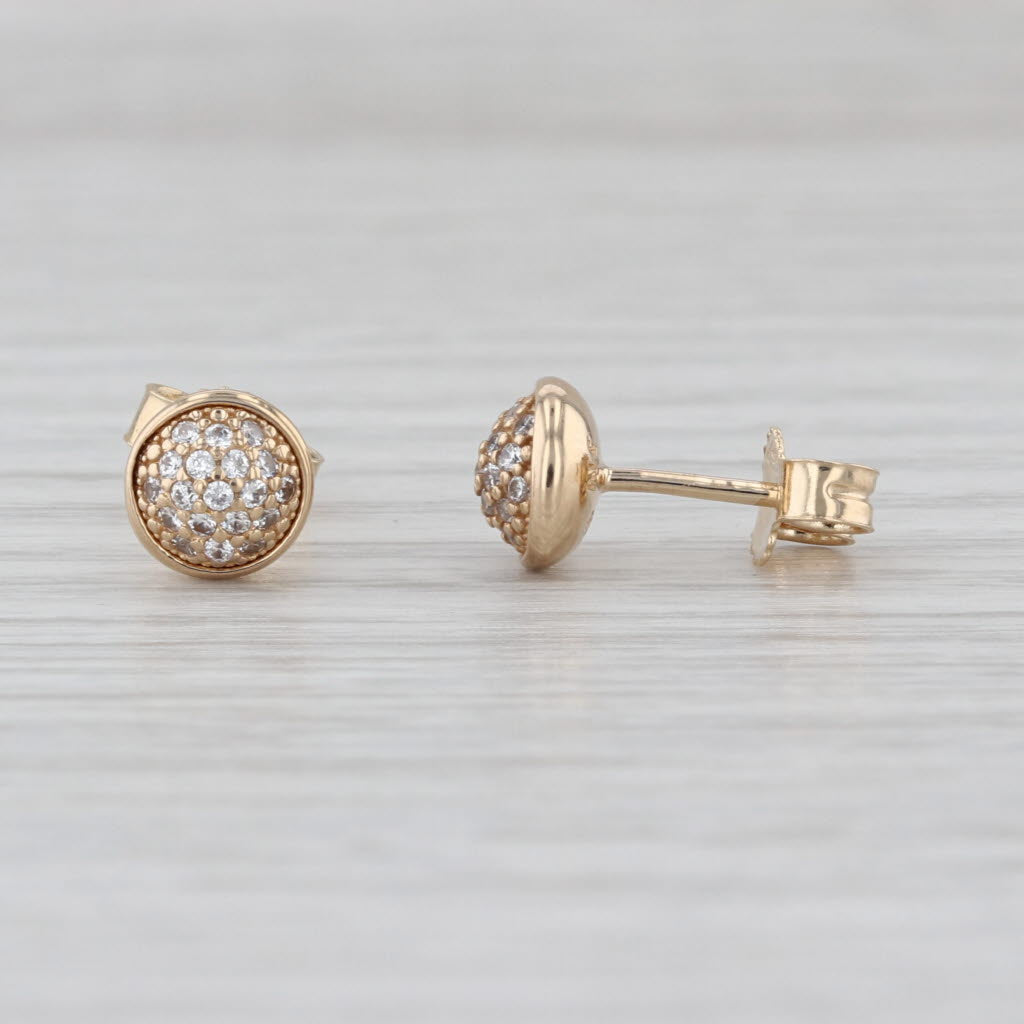 0.15ctw Cubic Zirconia Cluster Stud Earrings 14k Yellow Gold Small Round Studs