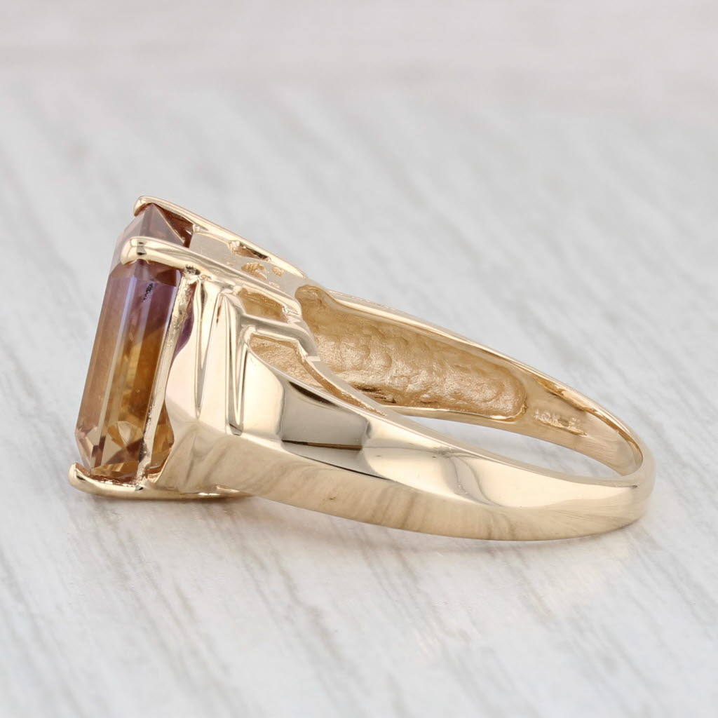 Light Gray 5.45ct Yellow Purple Ametrine Ring 10k Yellow Gold Size 7.5 Cocktail