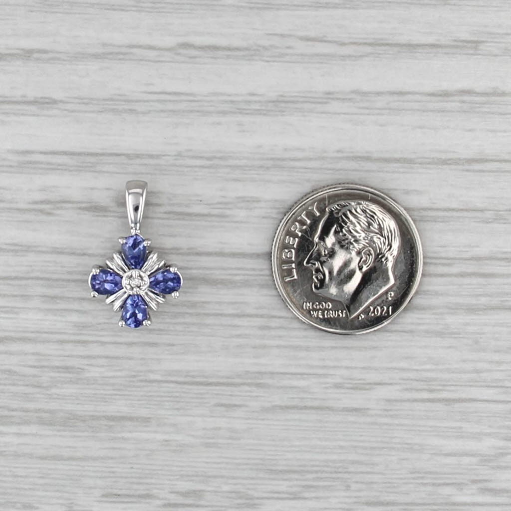 Small 0.64ctw Tanzanite Diamond Cross Pendant 14k White Gold