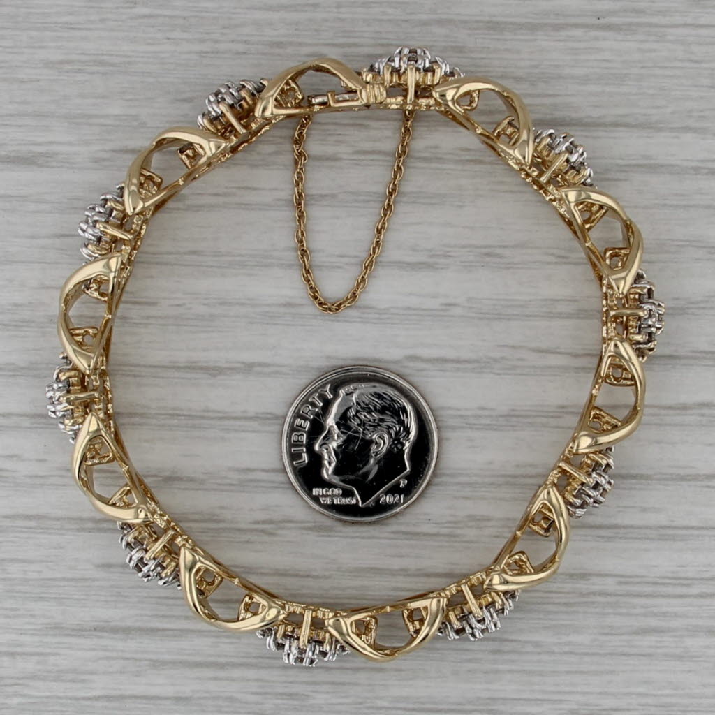 5ctw Diamond Flower Clusters Bracelet 14k Yellow Gold 7" 12.5mm