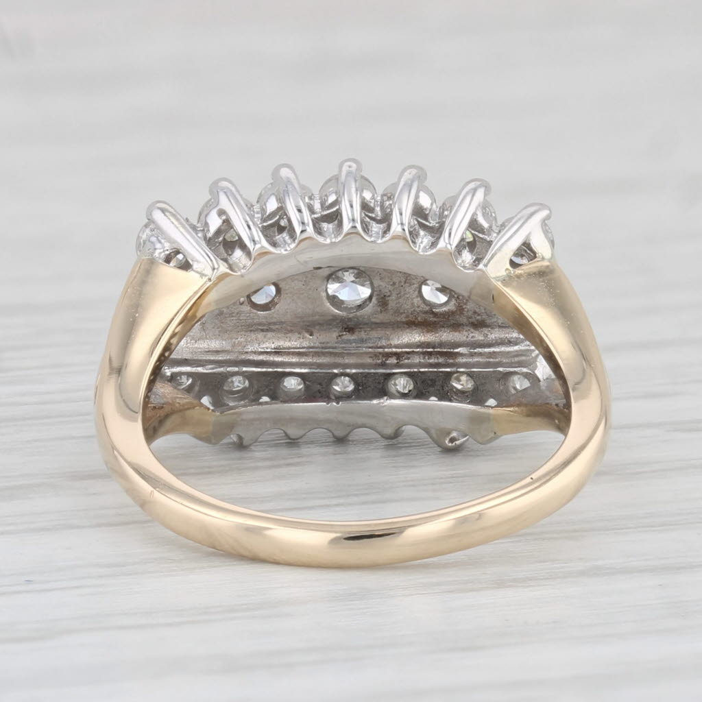 Light Gray Vintage Tiered 0.90ctw Diamond Ring 14k Gold Size 4.5