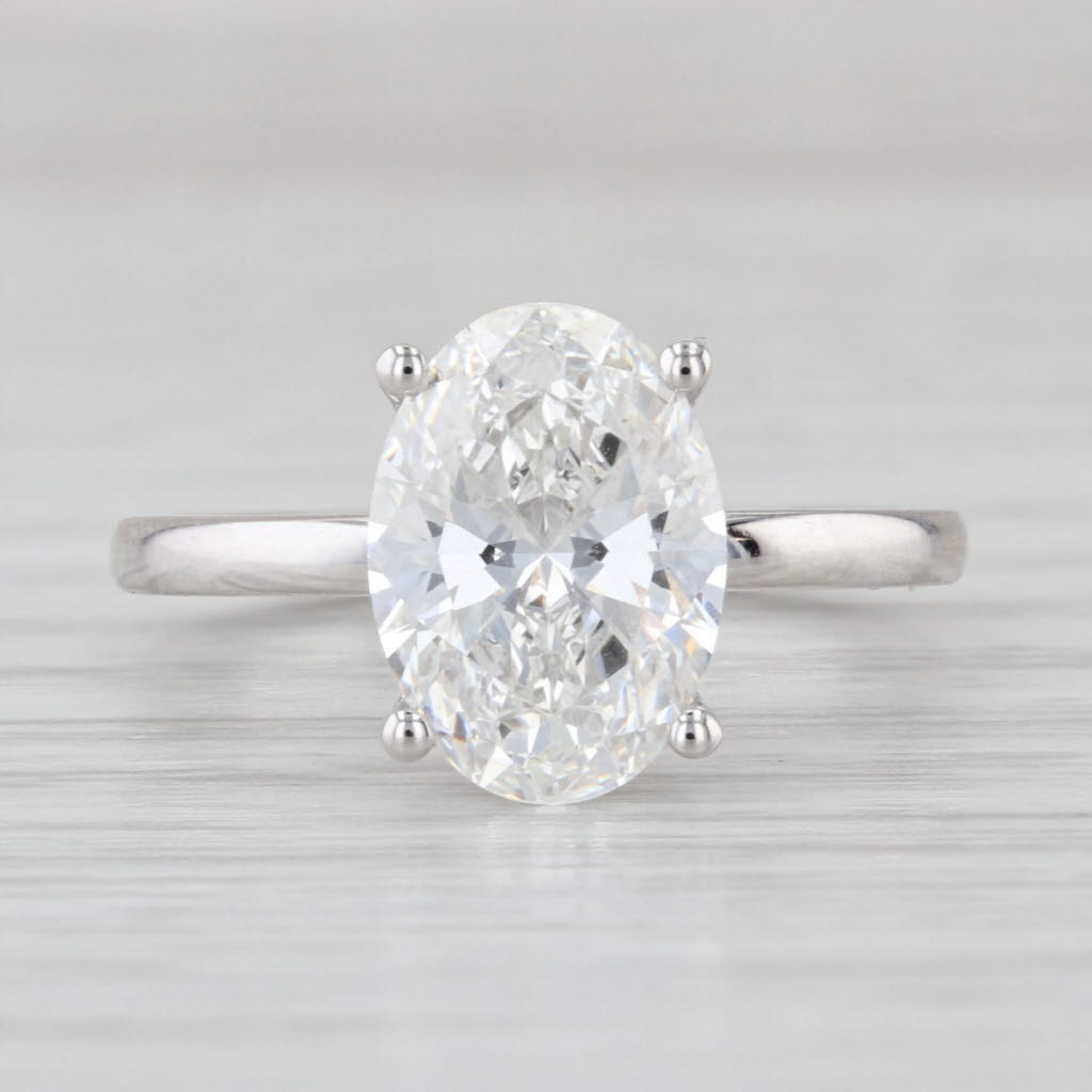 New IGI 3.14ctw Round Lab Grown Diamond Engagement Ring 14k White Gold Size 6.5