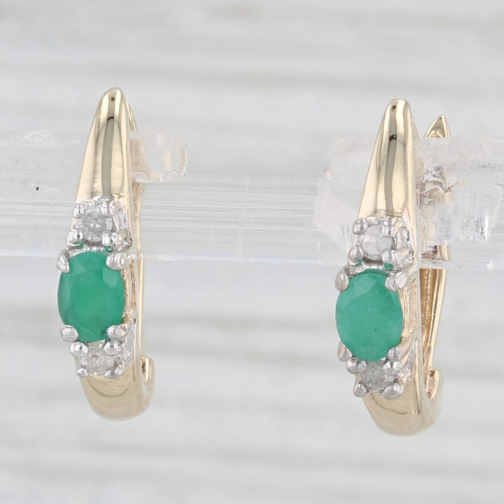 Light Gray 0.40ctw Emerald Diamond Drop Earrings 10k Yellow Gold Snap Top Posts