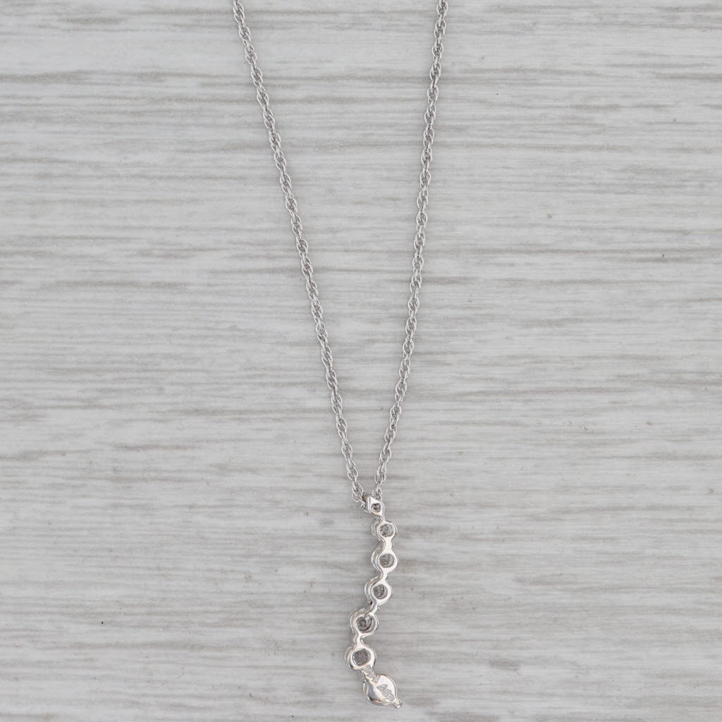 Gray 0.20ctw Diamond Journey Pendant Necklace 14k White Gold 20.5" Rope Chain