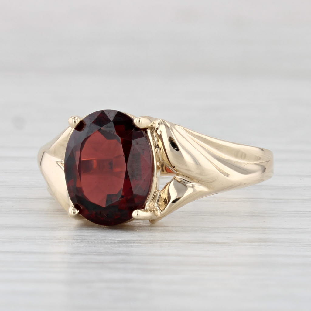 Light Gray 3ctw Garnet Ring 10k Yellow Gold Size 8 Oval Solitaire