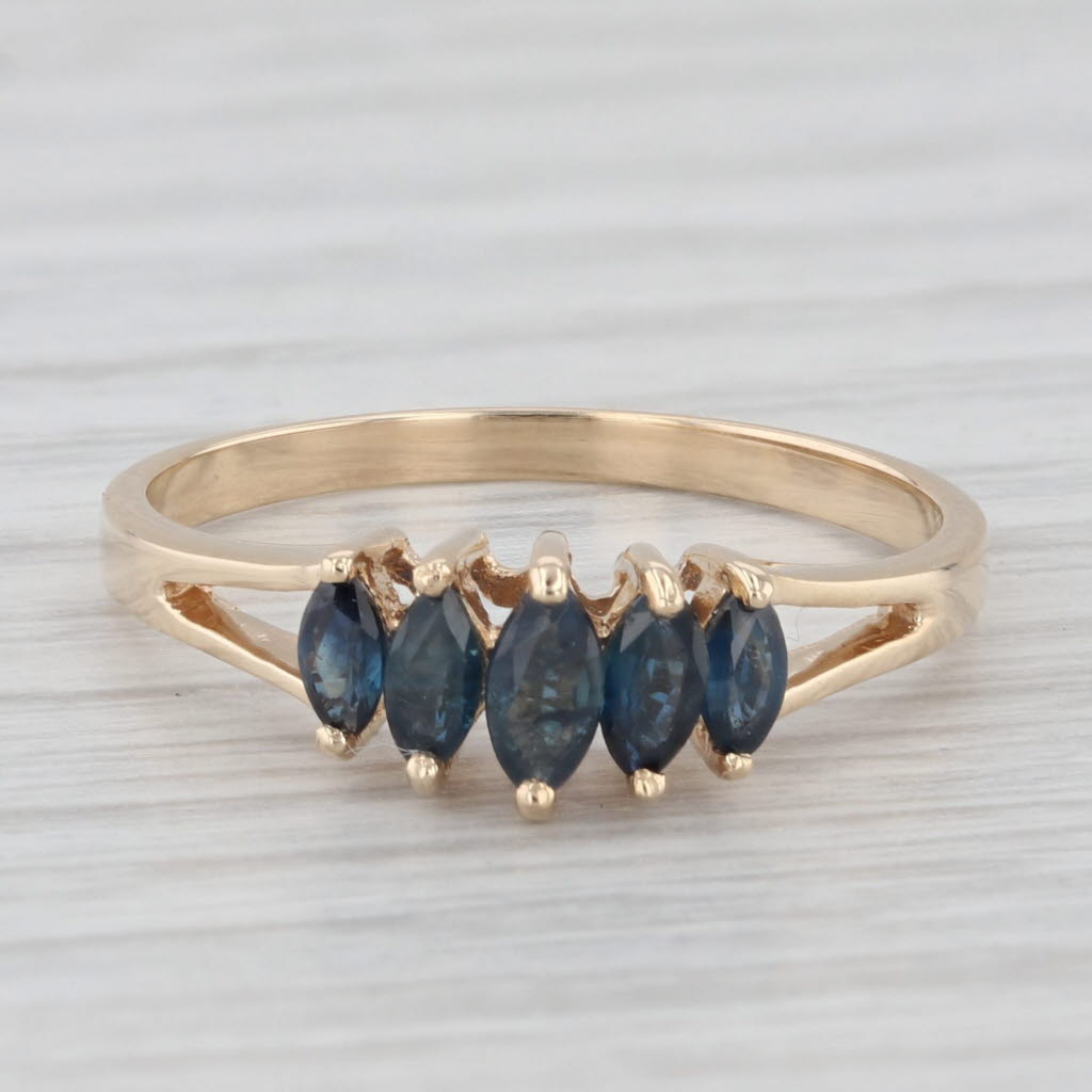 Light Gray 0.50 ctw Blue Sapphire 5 Stone 14K Yellow Gold Size 7 Ring