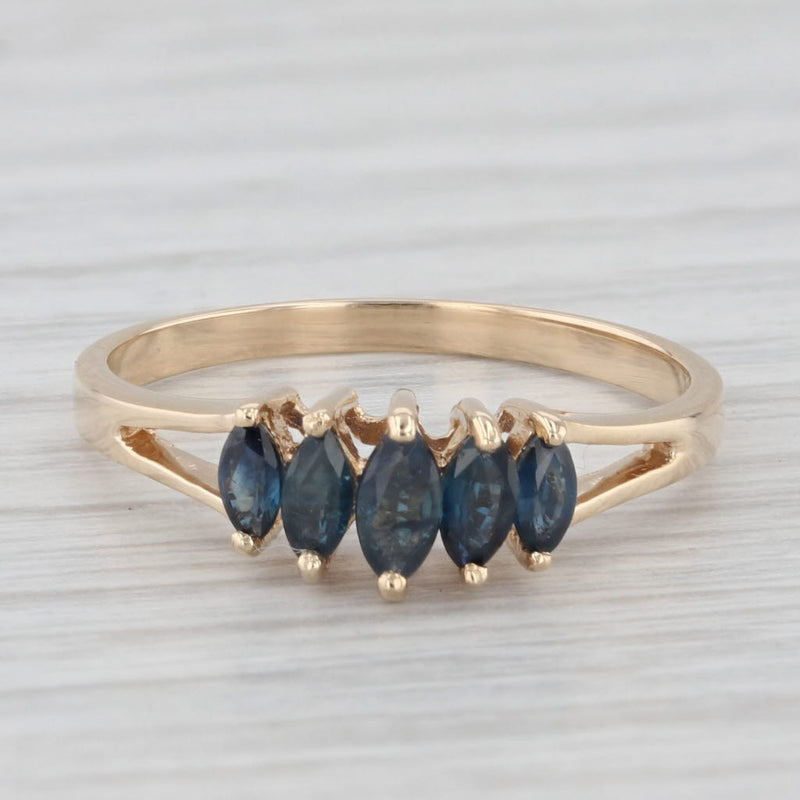 0.50 ctw Blue Sapphire 5 Stone 14K Yellow Gold Size 7 Ring