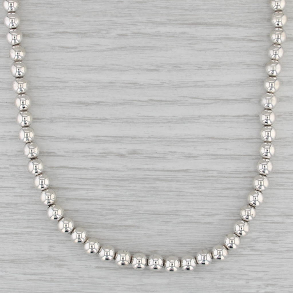 Vintage Southwestern Bead Chain Necklace Sterling Silver Hook Clasp 29.5" 6mm