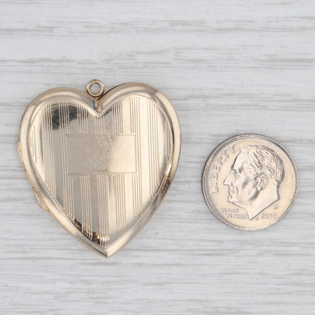 Vintage Engravable Heart Locket Pendant Gold Filled Opens Hayward