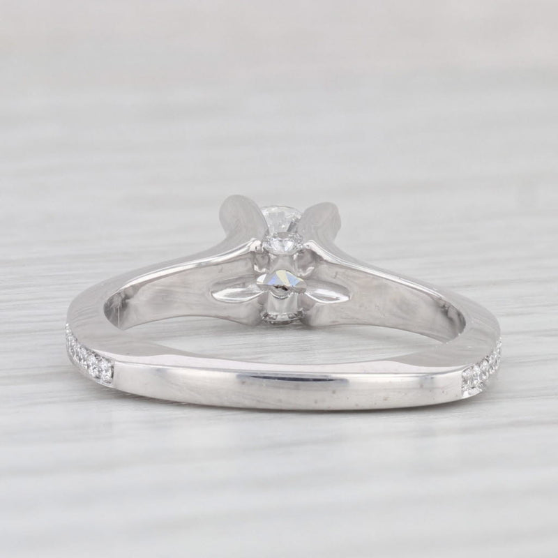 0.70ctw Round Diamond Engagement Ring 18k White Gold Size 6.25 Euro Shank