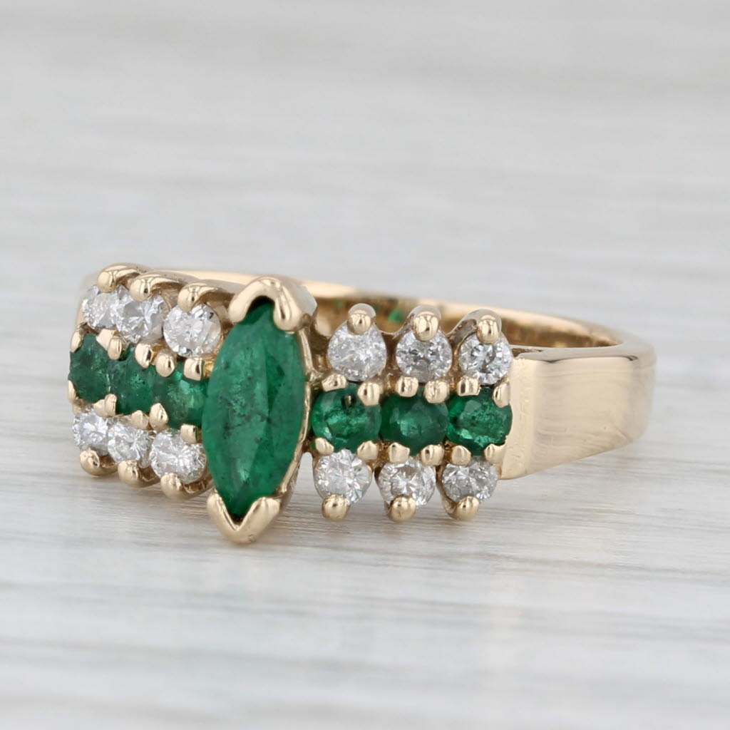 Light Gray 1.12ctw Emerald Diamond Ring 14k Yellow Gold Size 6.5 Tiered Pyramid