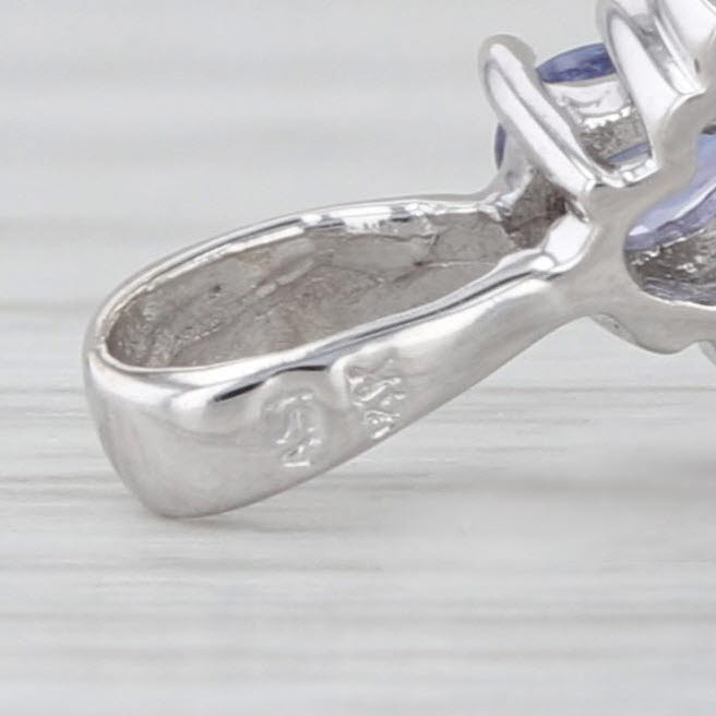 Small 0.64ctw Tanzanite Diamond Cross Pendant 14k White Gold