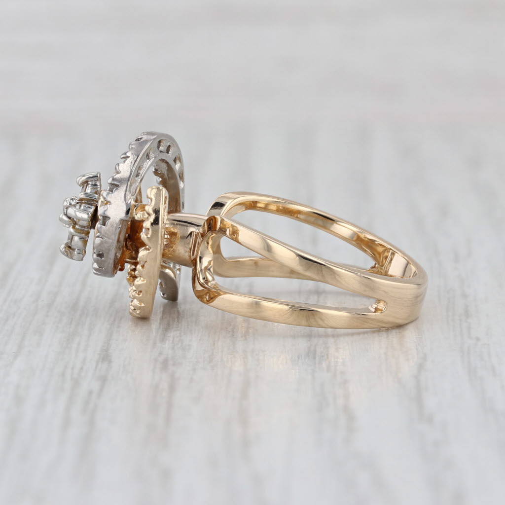 Vintage 0.41ctw Diamond Spinner Swirl Ring 14k Gold Size 7.25 Cocktail