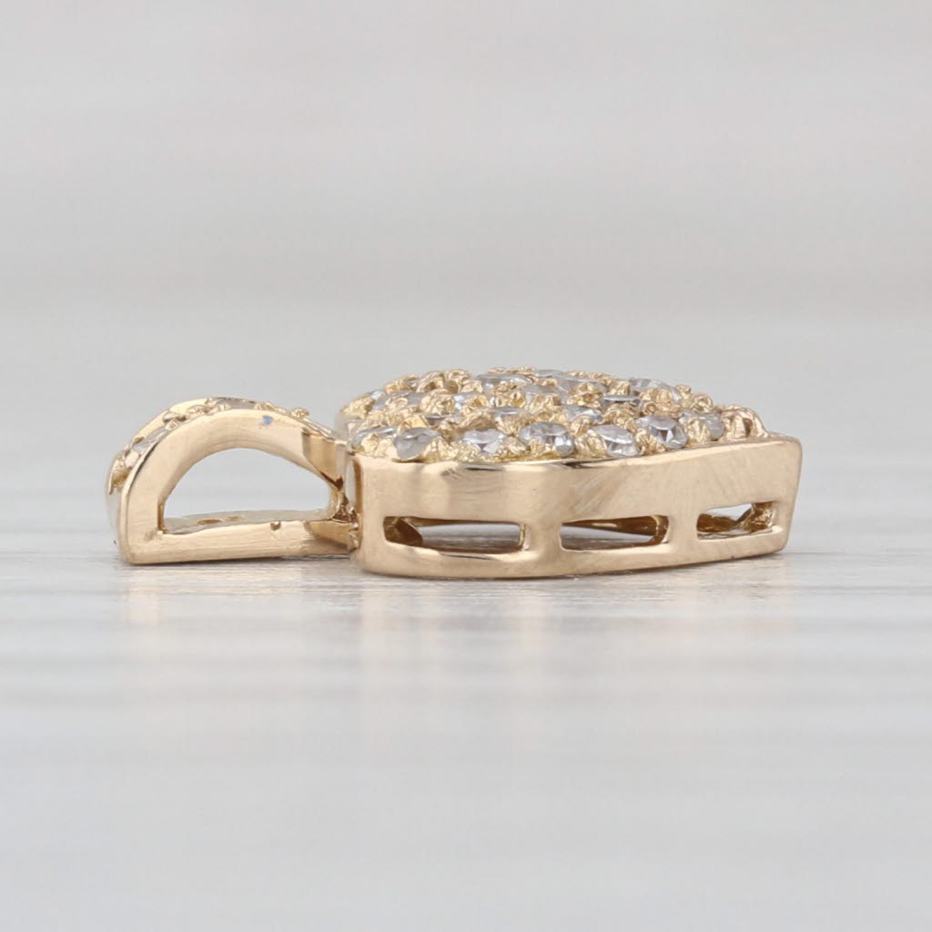 0.20ctw Pave Diamond Heart Pendant 14k Yellow Gold Small Drop
