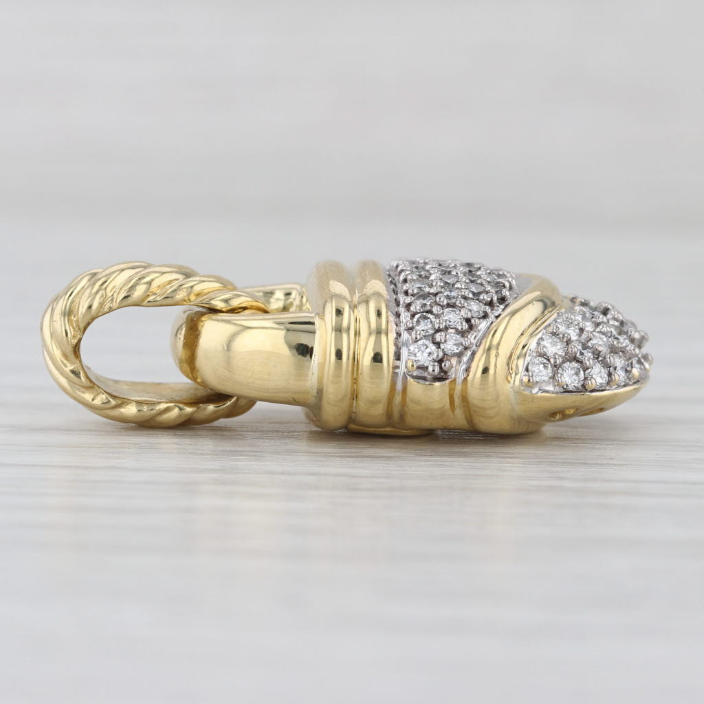 David Yurman 0.72ctw Diamond Acorn Pendant 18k Yellow Gold Statement