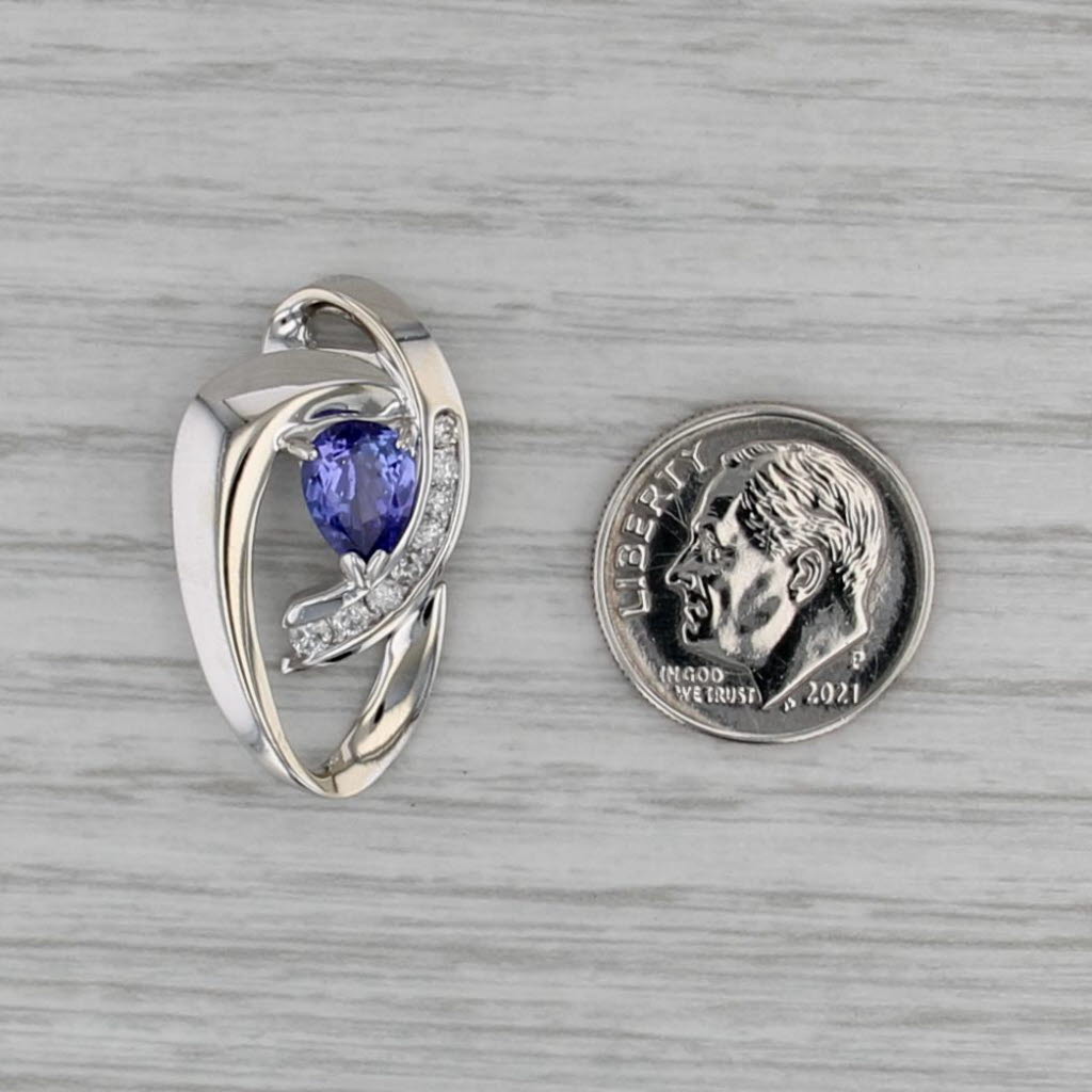 1.20ctw Pear Tanzanite Diamond Pendant 14k White Gold Floating Drop