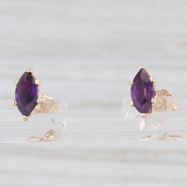 0.40ctw Amethyst Stud Earrings 14k Yellow Gold Marquise Solitaire Studs