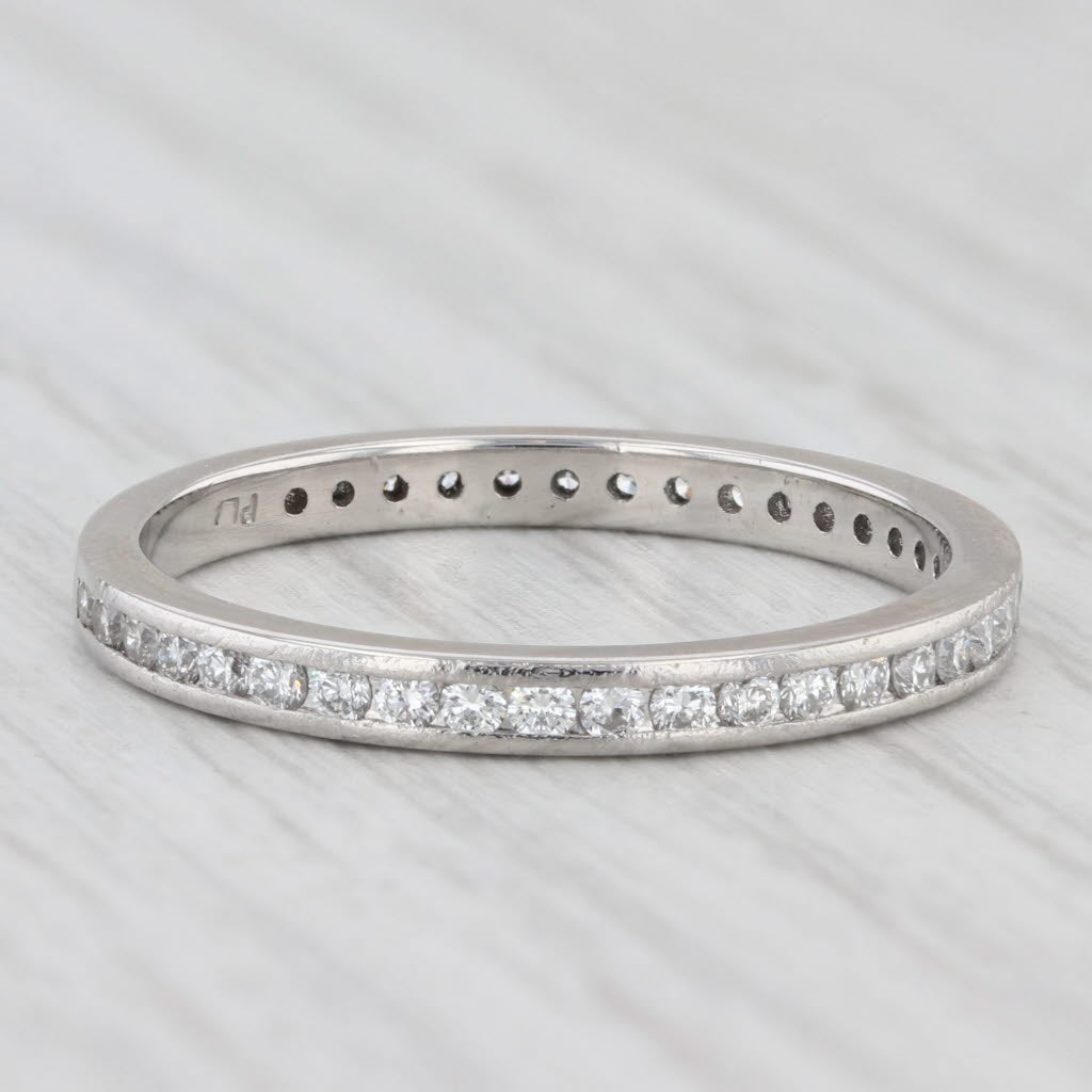 Light Gray 0.36ctw Diamond Wedding Band 900 Platinum Stackable Ring