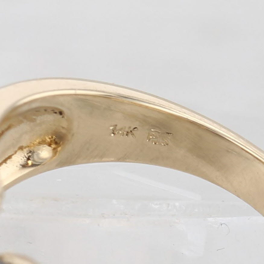 Light Gray 9.1mm Cultured Black Pearl Bead 0.10ctw Diamond Ring 14k Yellow Gold Size 6.25