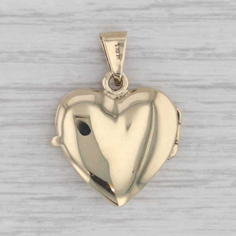 Diamond Heart Photo Locket Pendant 14k Yellow Gold Engravable