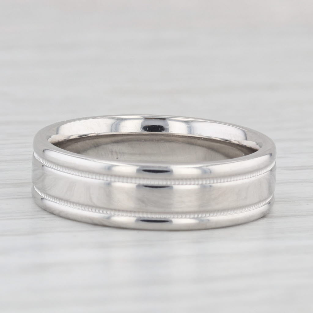 Light Gray Scott Kay Men's Wedding Band 950 Platinum Ring Reeded Edge