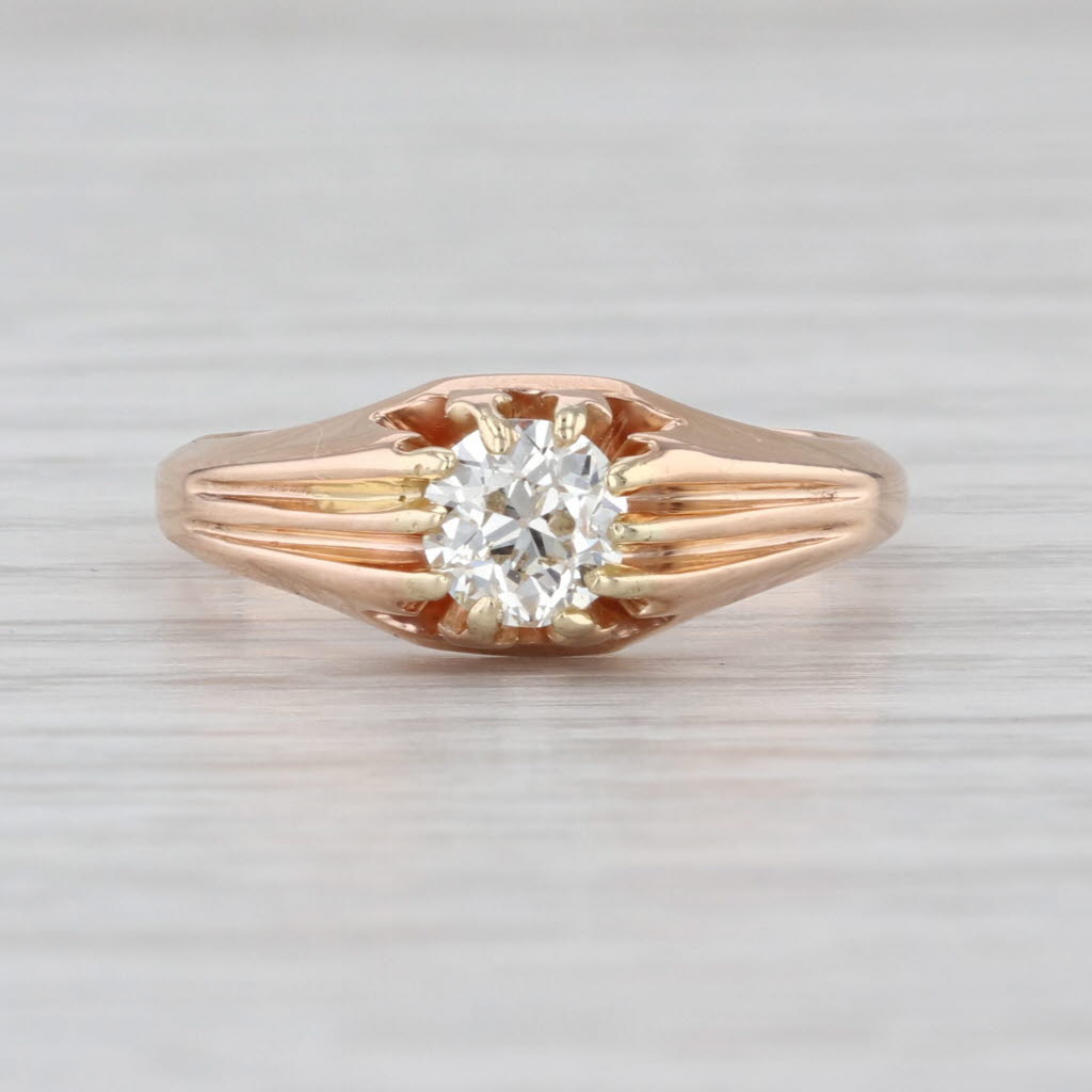 Antique 0.48ct Old European Cut Diamond Engagement Ring 14k Yellow Gold Size 6