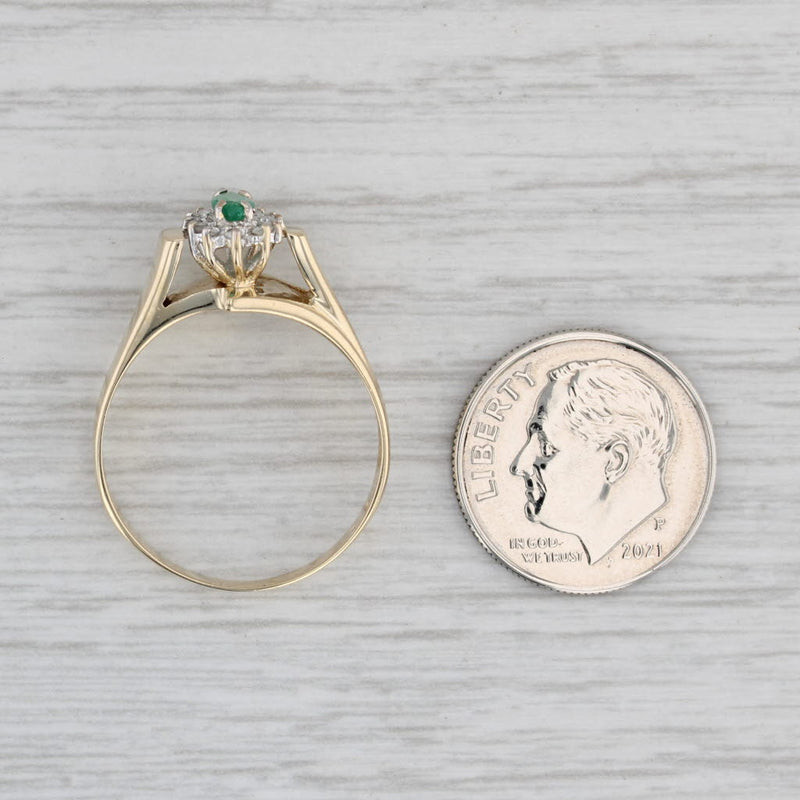 Gray Marquise Emerald Diamond Halo Ring 10k Yellow Gold Size 8.75