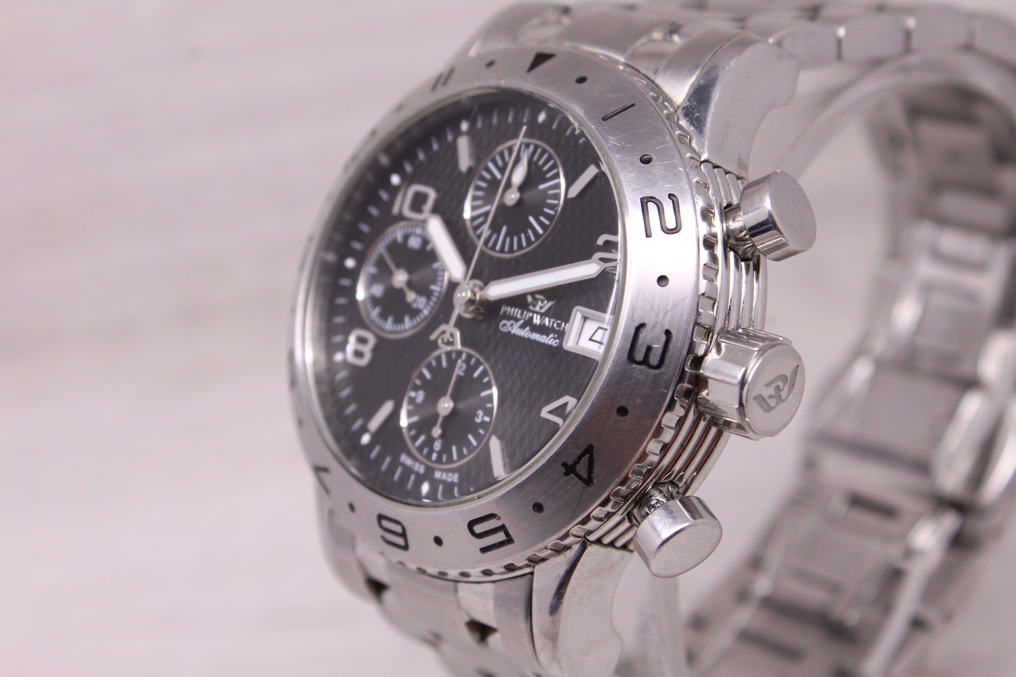 Philip Watch Admiral Chronograph 41mm Steel Swiss Date Automatic Valjoux 7750