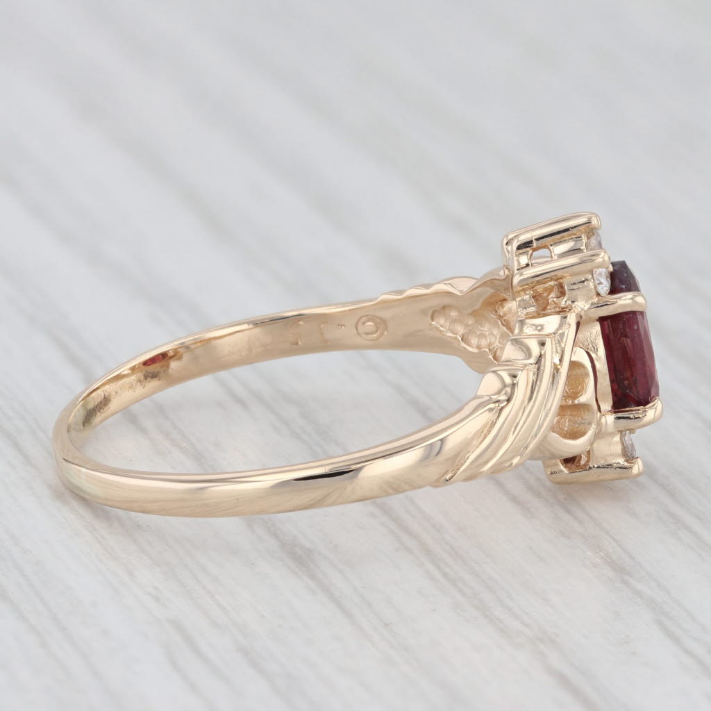 Light Gray 1ctw Oval Garnet Diamond Ring 14k Yellow Gold Size 9.5