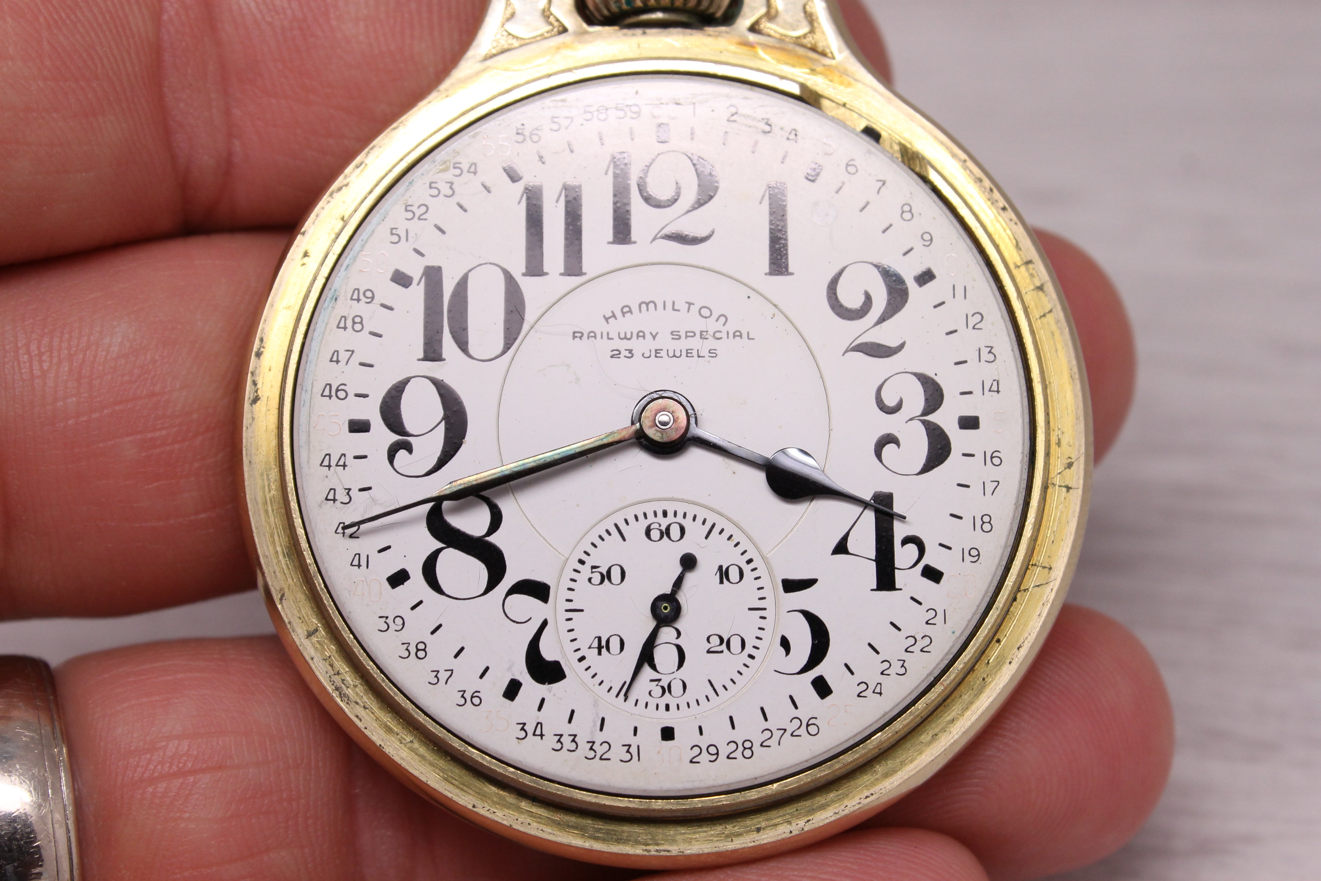 Hamilton 950B Railway Special 16s BOC Star Case w/ Gold Filled Chain & Whistle