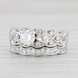 Light Gray 1.15ctw Diamond Engagement Ring Wedding Band Bridal Set 14k White Gold IGI