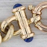 Lapis Lazuli Curb Chain Bracelet 14k Yellow Gold 7" Italian
