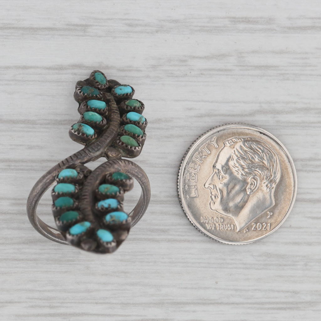 Gray Vintage Native American Turquoise Ring Sterling Silver Size 4.5 Statement