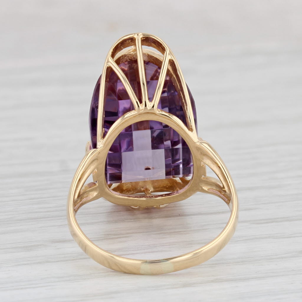 Light Gray Amethyst Solitaire Ring 18k Yellow Gold Size 7.25 Cocktail