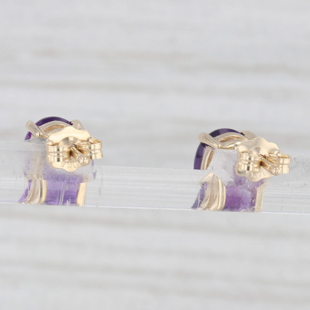 Light Gray 2.20ctw Oval Solitaire Amethyst Stud Earrings 14k Yellow Gold