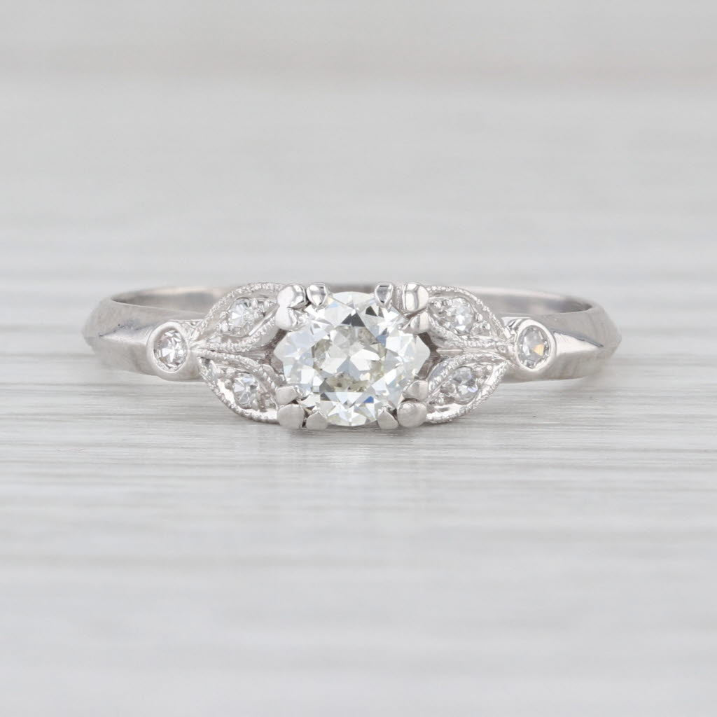 Antique Old European Diamond Engagement Ring 900 Platinum Size 8.5