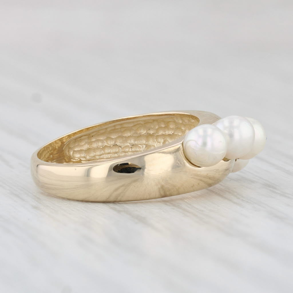 Light Gray Cultured Pearl Ring 14k Yellow Gold Size 5.75 Stackable