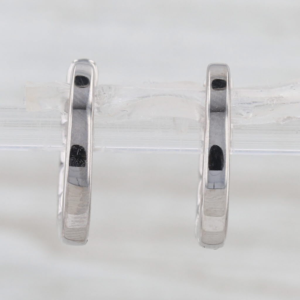 0.40ctw Diamond Hoop Huggie Earrings 14k White Gold Snap Top Round Hoops