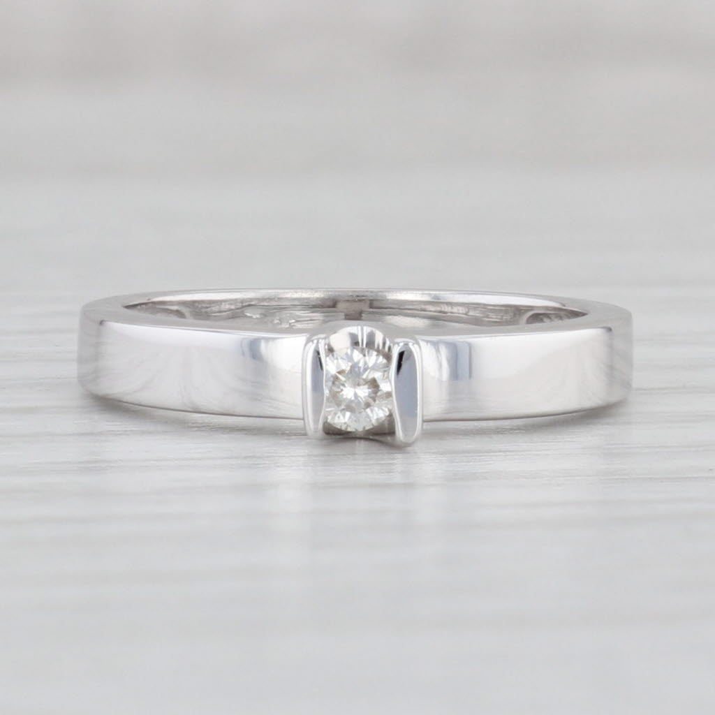 Light Gray 0.10ct Round Diamond Solitaire Ring 14k White Gold Size 6.75 Engagement