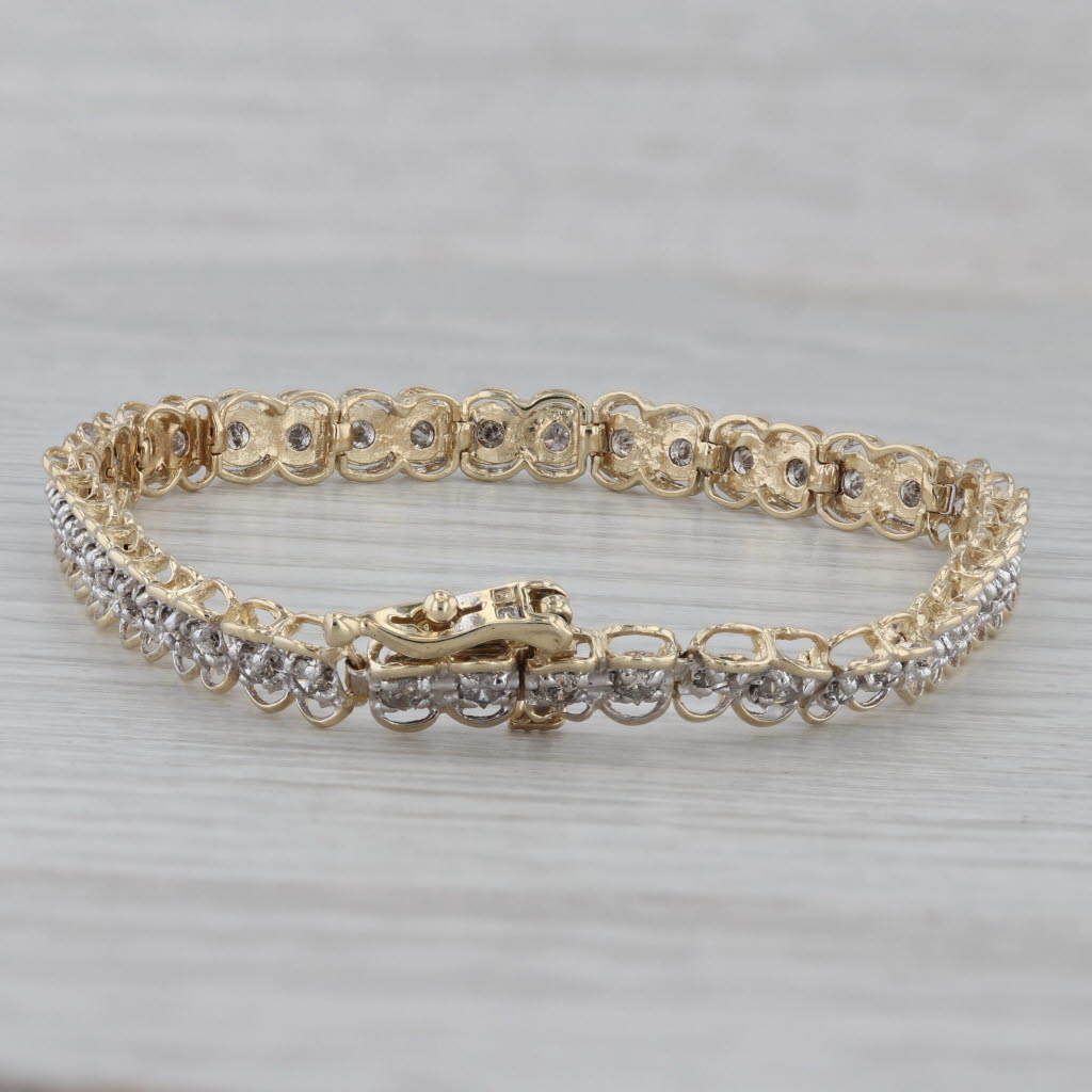 Gray 1.50ctw Diamond Tennis Bracelet 10k Yellow Gold 7.25" 5mm