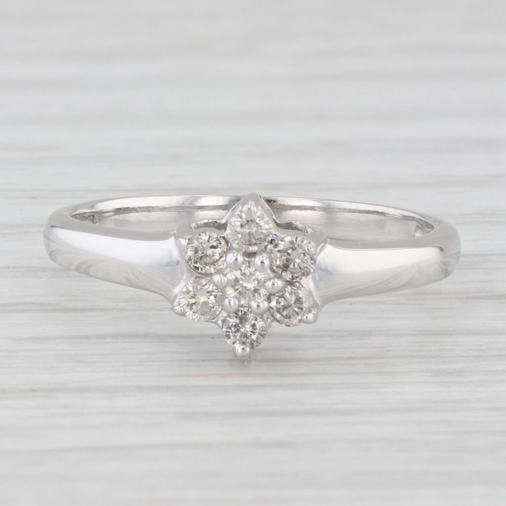 Light Gray 0.20ctw Diamond Flower Ring 14k White Gold Size 6.75