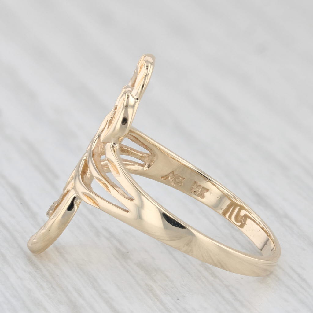 Light Gray Michael Anthony Ornate Bypass Ring 14k Yellow Gold Size 7 Statement