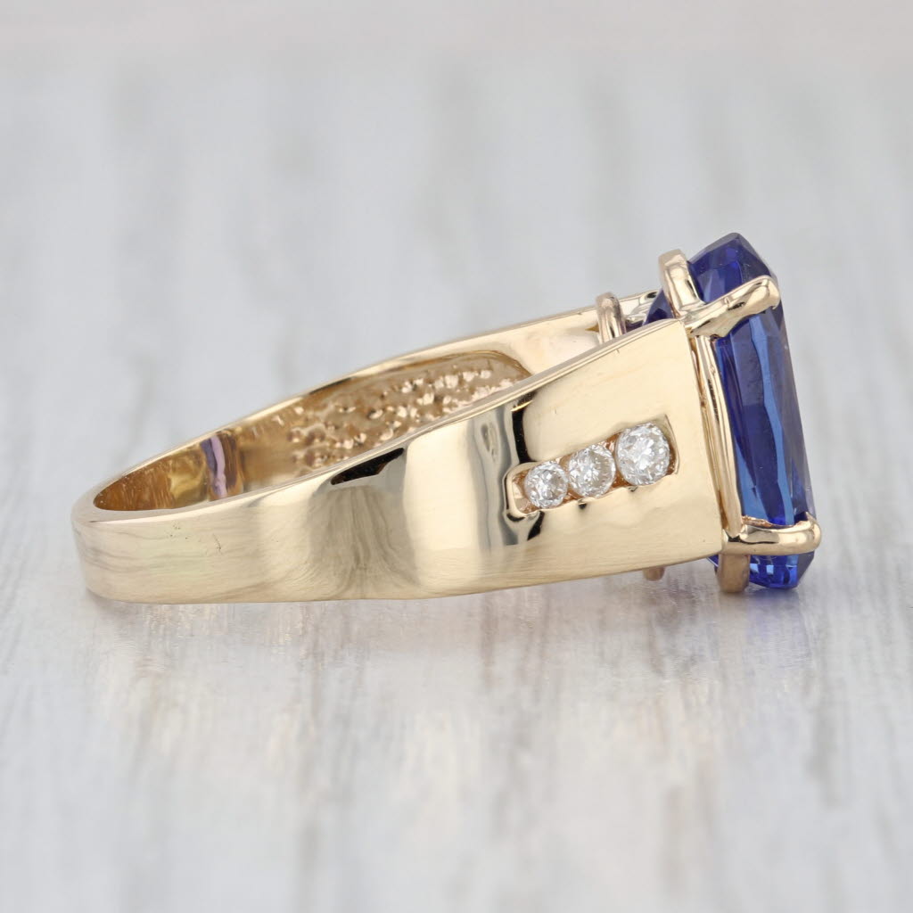 5.01ctw Oval Tanzanite Diamond Ring 14k Yellow Gold Size 8-8.25