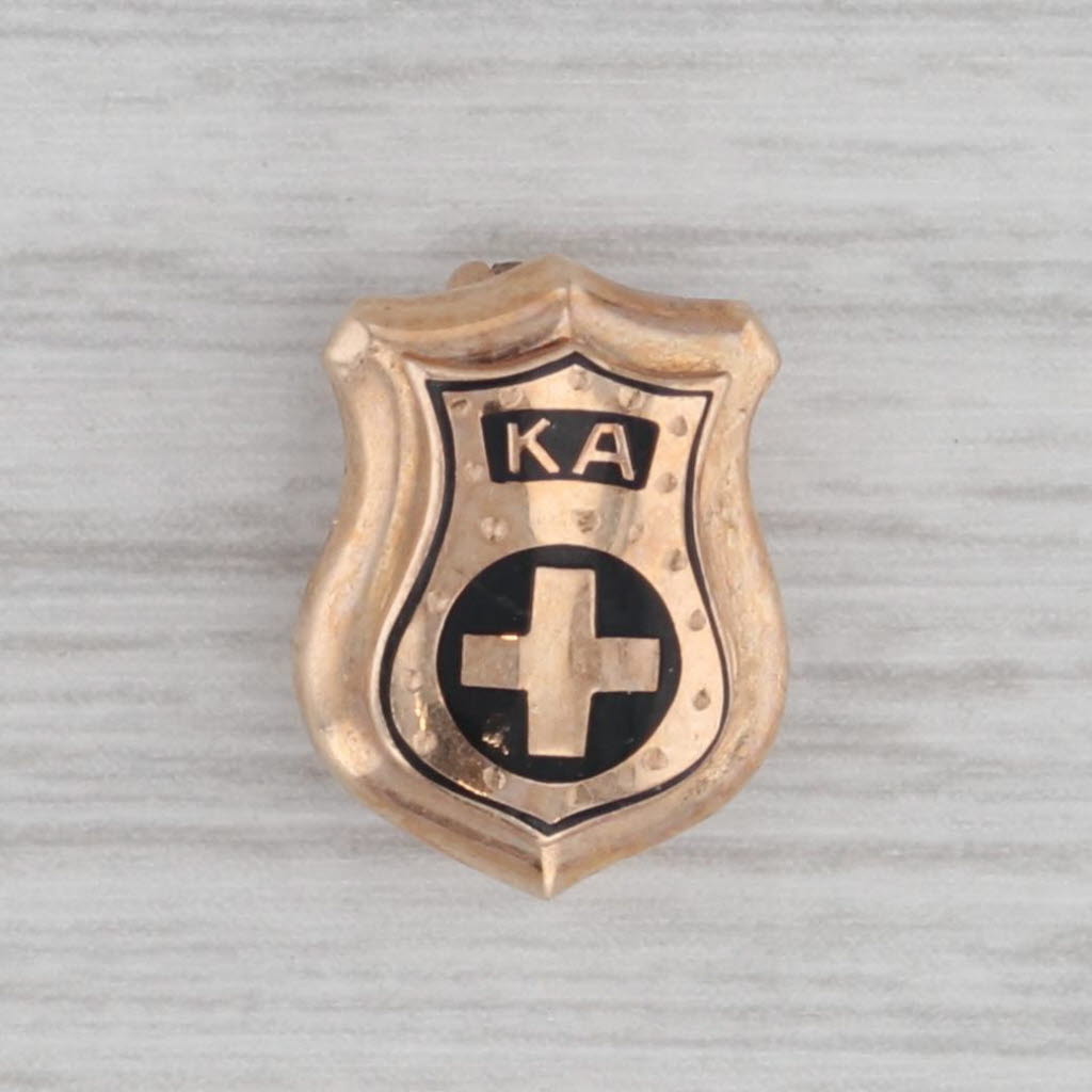 Gray Vintage Kappa Alpha Order Shield Badge 10k Gold Fraternity Pin