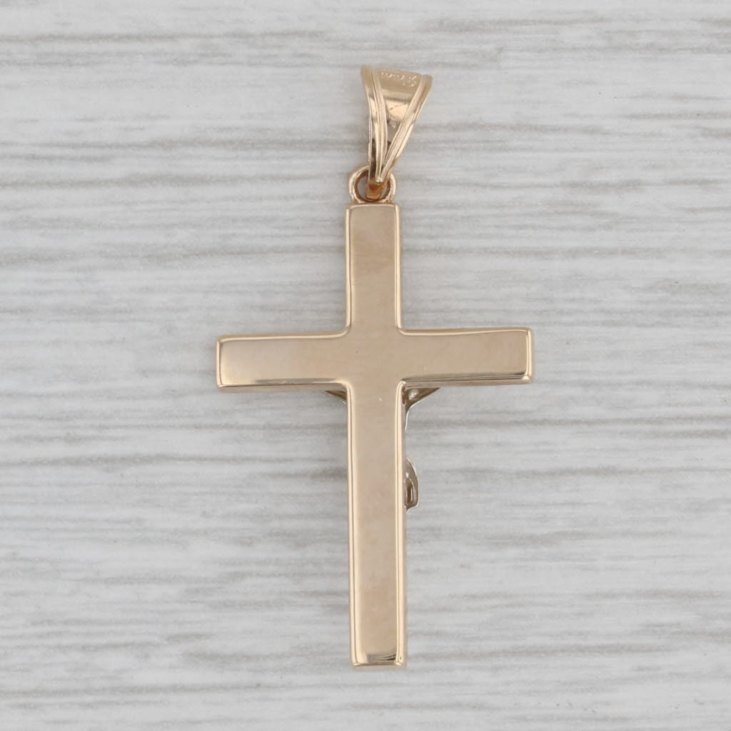 Gray Crucifix Cross Pendant 14k Yellow White Gold Figural Religious Jewelry