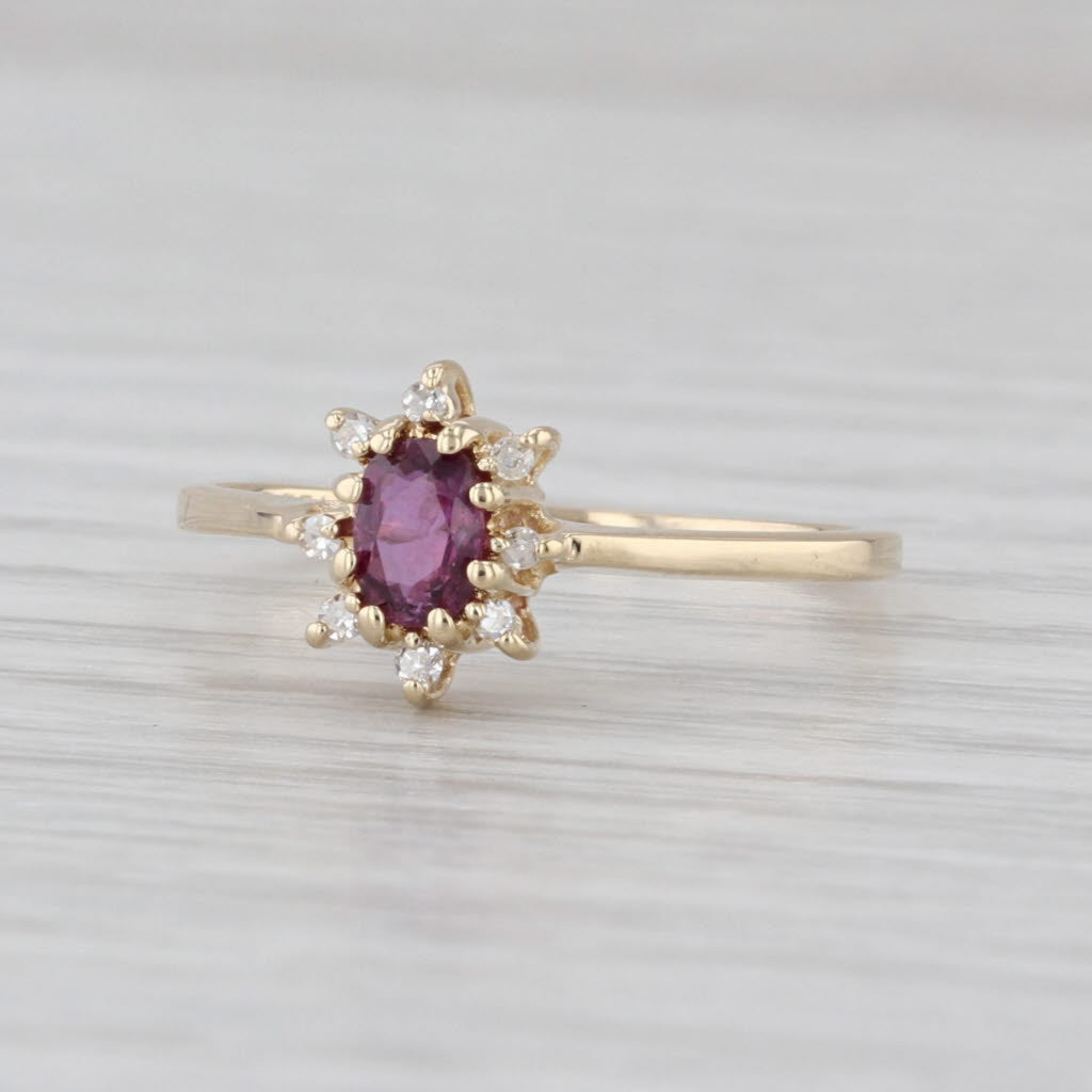 0.31ctw Ruby Diamond Halo Ring 14k Yellow Gold Size 6.25