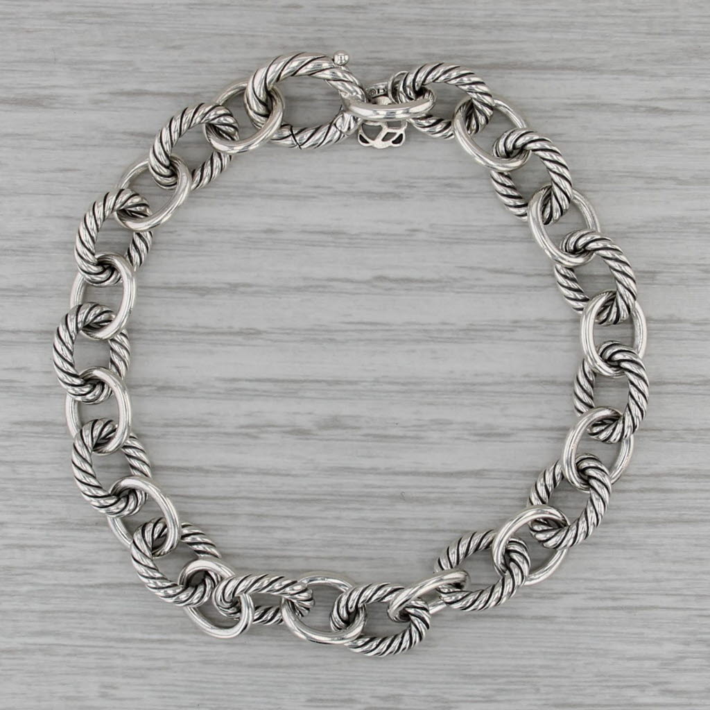 David Yurman Oval Link Cable Chain Bracelet Sterling Silver 8" 10.3mm