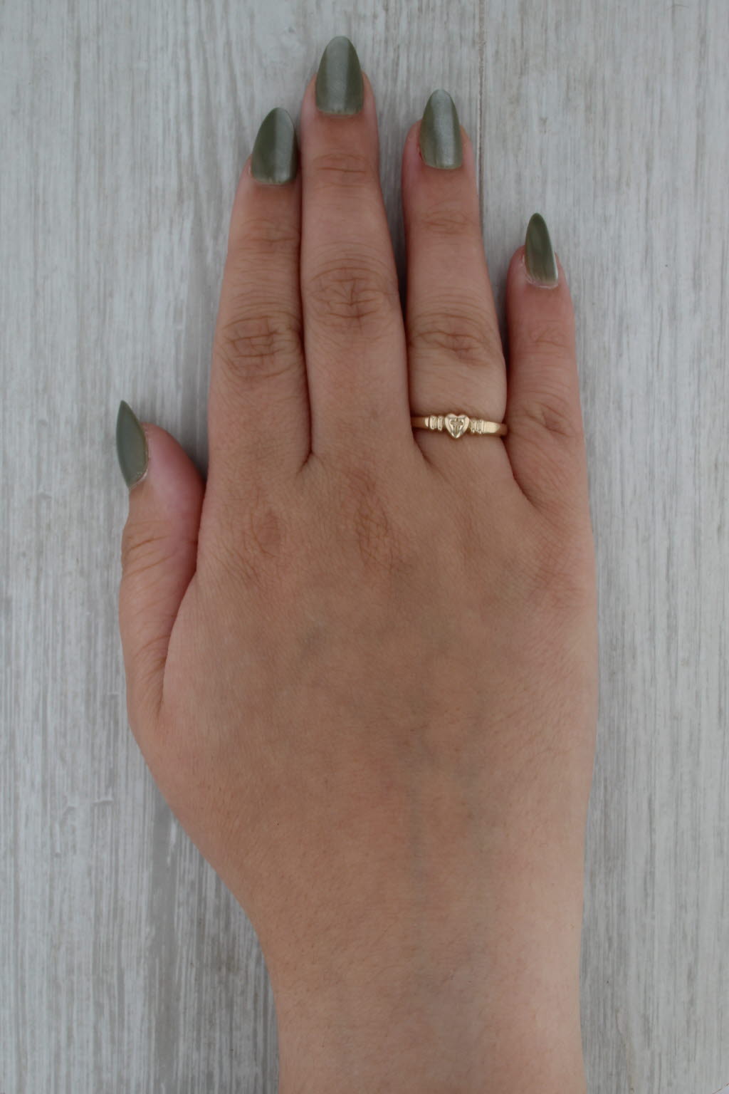 Cross Heart Ring 14k Yellow Gold Size 6.75 Stackable Band