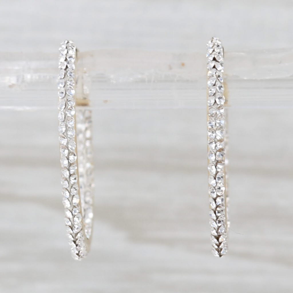 New Glass Inside Out Hoop Earrings 14k Yellow Gold Snap Top Round Hoops